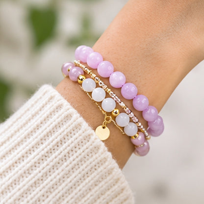 Kunzite 8mm Gemstone Bead Stretch Bracelet Handmade Unisex Natural Stone Jewelry Gift for Men and Women