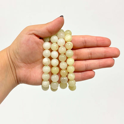 10mm Jade Gemstone Round Bead Unisex Handmade Stretch Bracelet - Gem Avenue