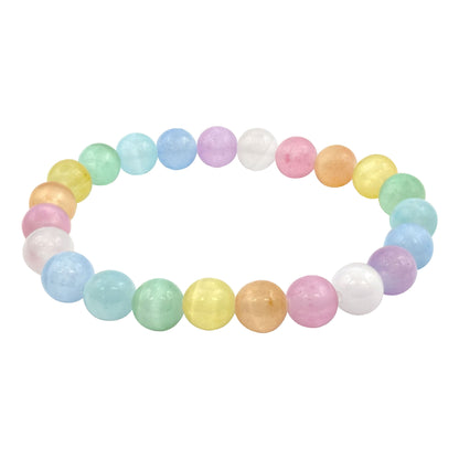 Multicolor Selenite 8mm Round Bead Stretch Bracelet - Gem Avenue Retail
