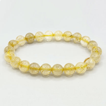 Golden Rutilated Quartz 8mm Round Bead Stretch Bracelet - Gem Avenue Retail