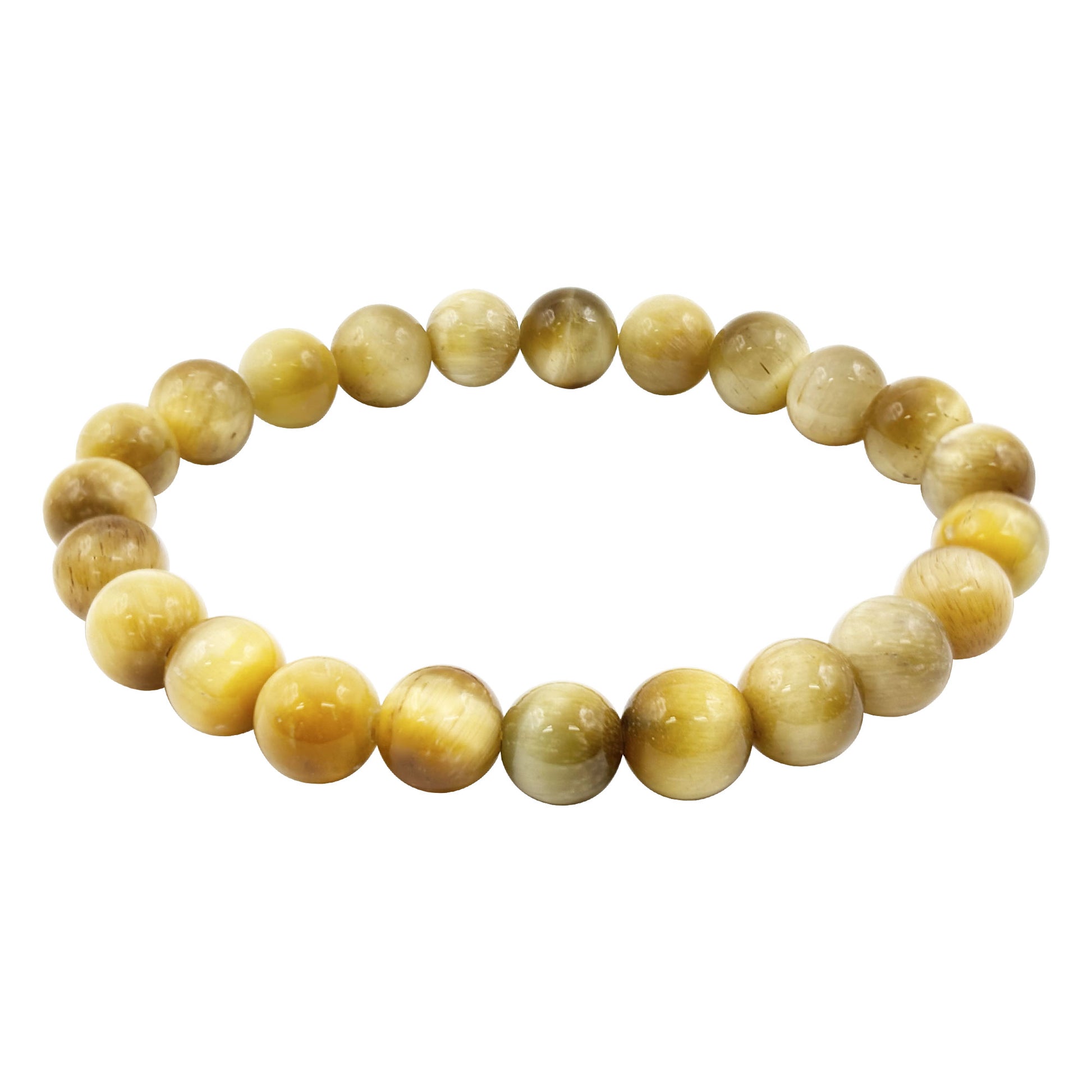 Gold Tiger Eye 8mm Round Bead Stretch Bracelet - Gem Avenue Retail