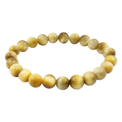 Gold Tiger Eye 8mm Round Bead Stretch Bracelet - Gem Avenue Retail