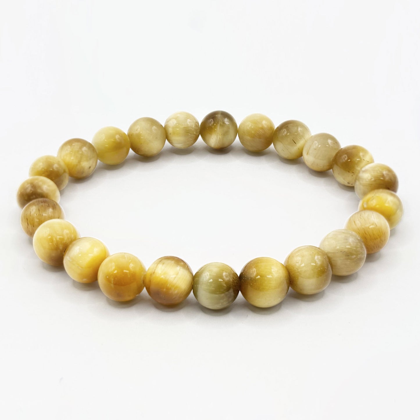 Gold Tiger Eye 8mm Round Bead Stretch Bracelet - Gem Avenue Retail