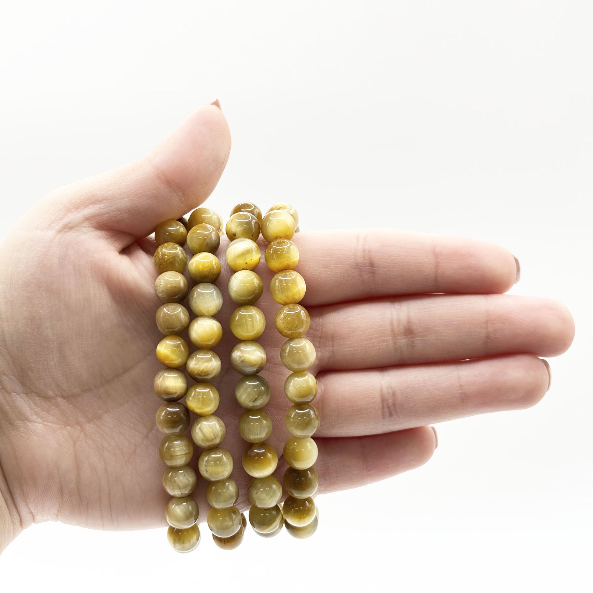 Gold Tiger Eye 8mm Round Bead Stretch Bracelet - Gem Avenue Retail