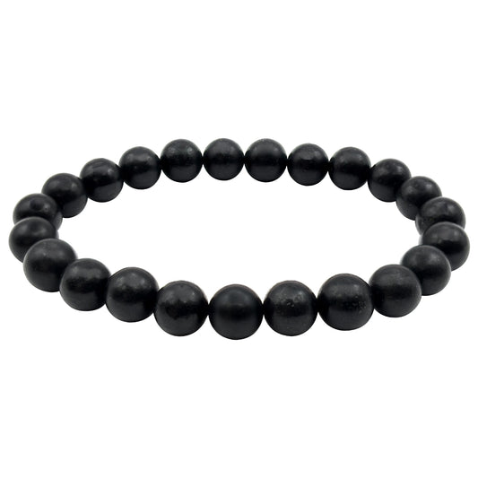 Shungite 8mm Round Bead Stretch Bracelet - Gem Avenue Retail