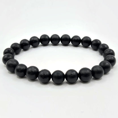 Shungite 8mm Round Bead Stretch Bracelet - Gem Avenue Retail