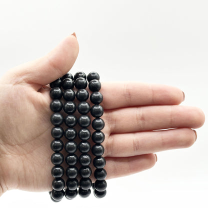 Shungite 8mm Round Bead Stretch Bracelet - Gem Avenue Retail