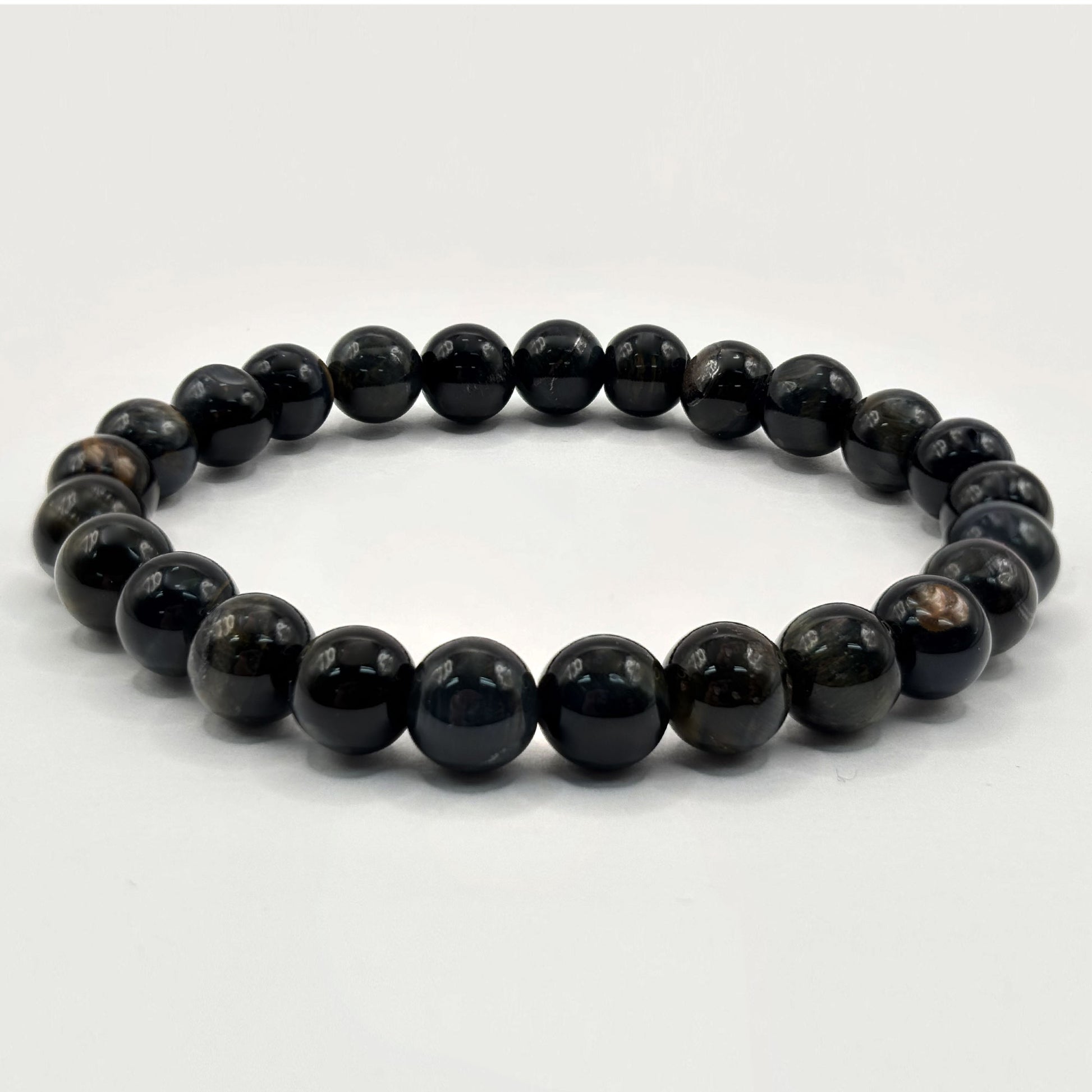Blue Tiger Eye 8mm Round Bead Stretch Bracelet - Gem Avenue Retail