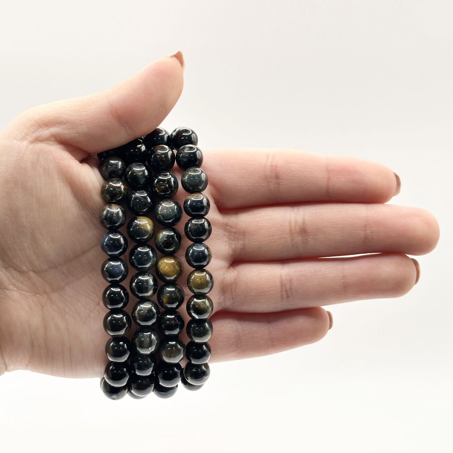 Blue Tiger Eye 8mm Round Bead Stretch Bracelet - Gem Avenue Retail