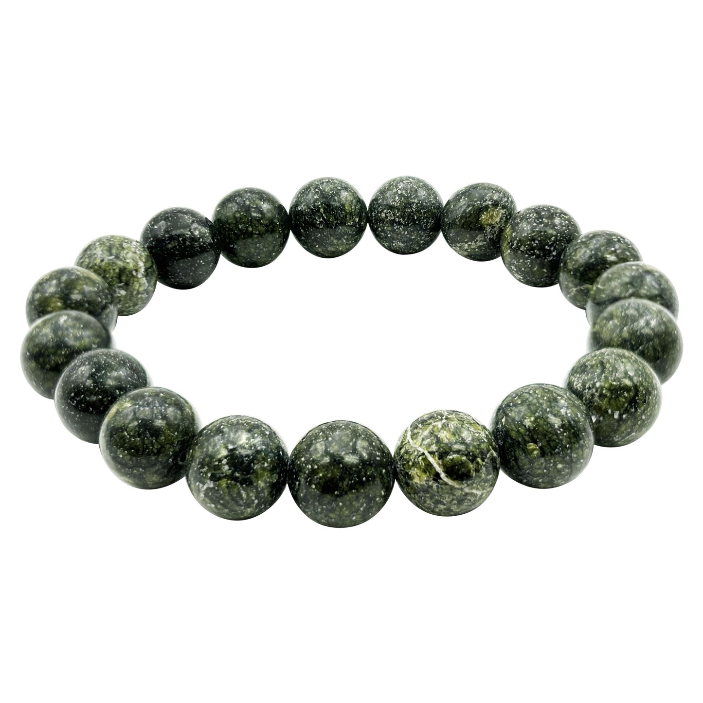 10mm Serpentine Dark Green Round Bead Bracelet - Gem Avenue Retail