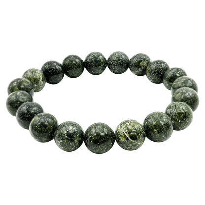 10mm Serpentine Dark Green Round Bead Bracelet - Gem Avenue Retail