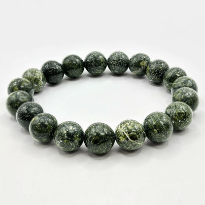 10mm Serpentine Dark Green Round Bead Bracelet - Gem Avenue Retail