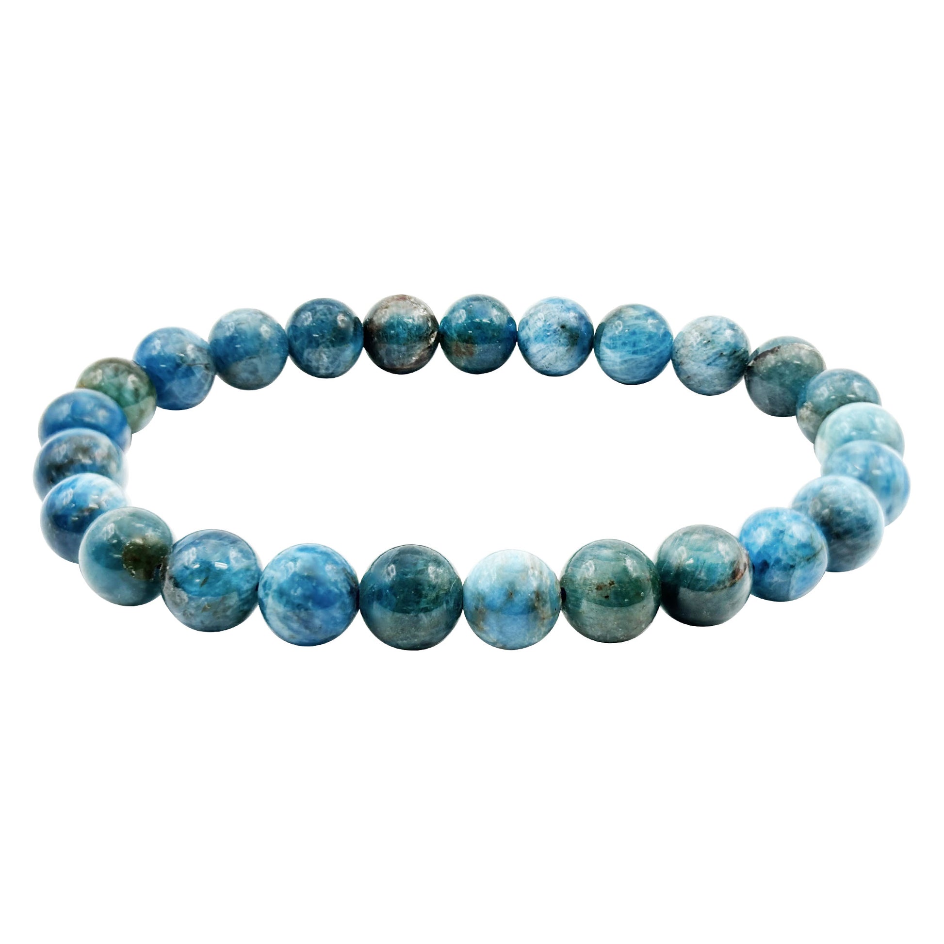 8mm Blue Apatite Round Bead Stretch Bracelet - Gem Avenue Retail