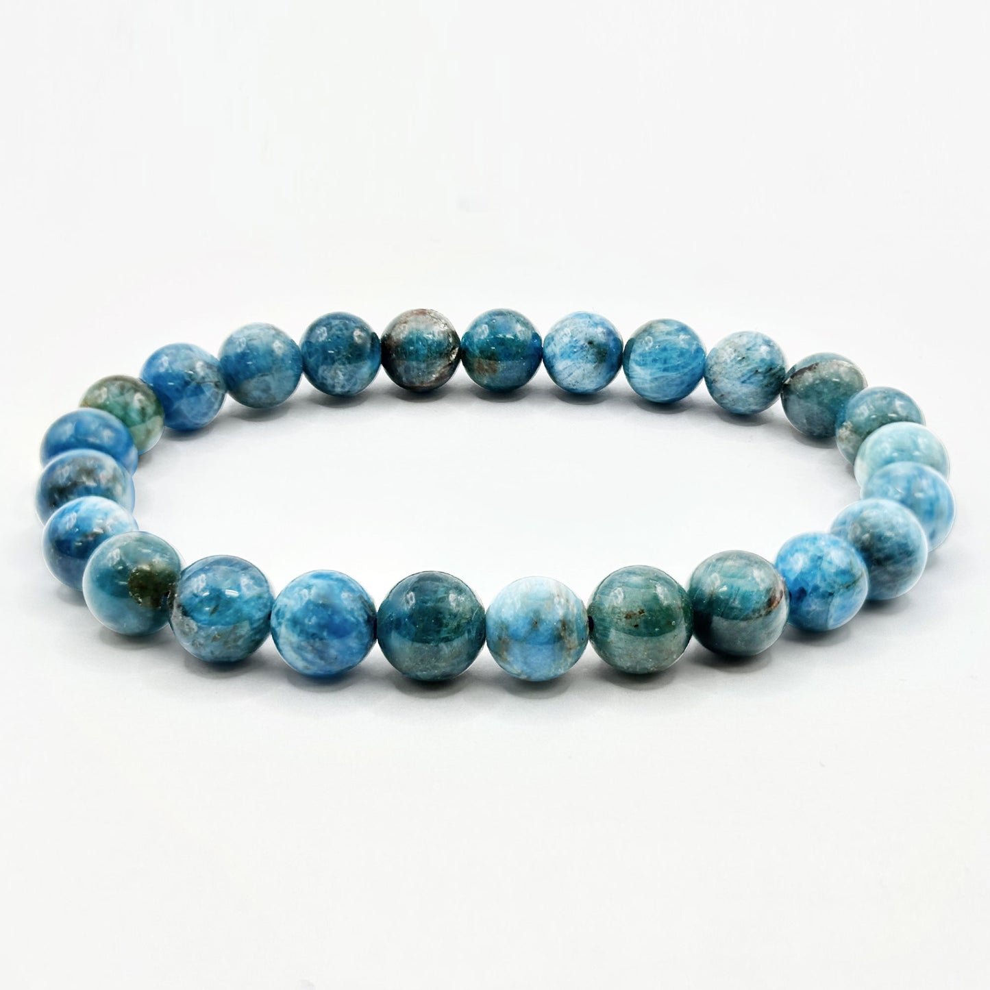 8mm Blue Apatite Round Bead Stretch Bracelet - Gem Avenue Retail