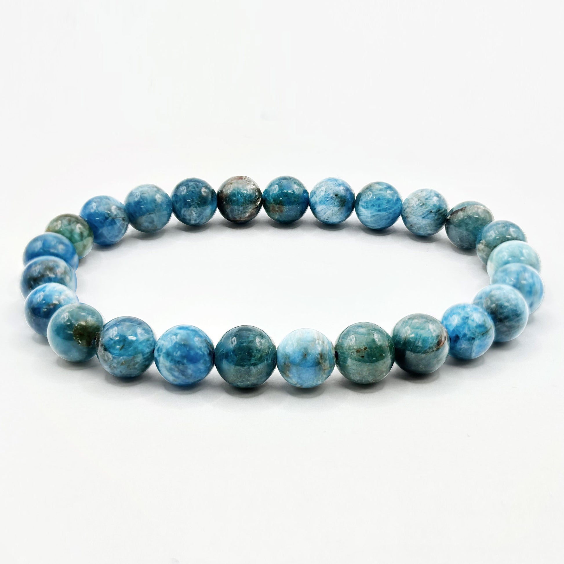 8mm Blue Apatite Round Bead Stretch Bracelet - Gem Avenue Retail