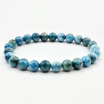 8mm Blue Apatite Round Bead Stretch Bracelet - Gem Avenue Retail