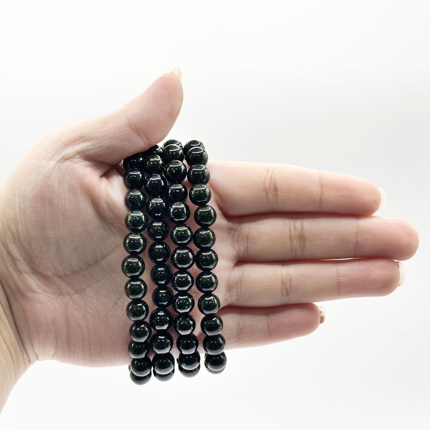 Green Goldstone Bead Stretch Bracelet - Gem Avenue