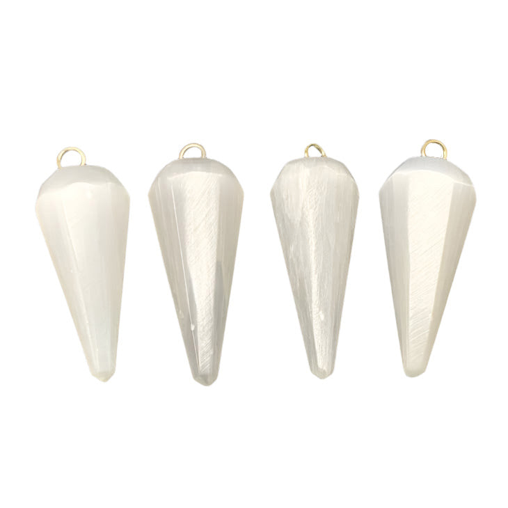 Selenite Faceted Cone-Shaped Pendants – Polished Natural Crystal for Clarity, Energy Cleansing & Inner Peace – Elegant Spiritual Jewelry for Everyday Wear or Gifting - GP320