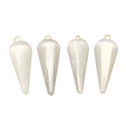 Selenite Faceted Cone-Shaped Pendants – Polished Natural Crystal for Clarity, Energy Cleansing & Inner Peace – Elegant Spiritual Jewelry for Everyday Wear or Gifting - GP320