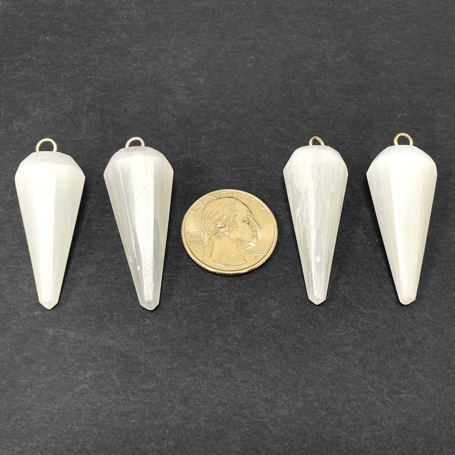 Selenite Faceted Cone Pendants Wholesale - Gem Avenue