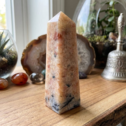 Sunstone Crystal Tower 5" to 5.5" Natural Obelisk Hand Carved Decorative Display Stone