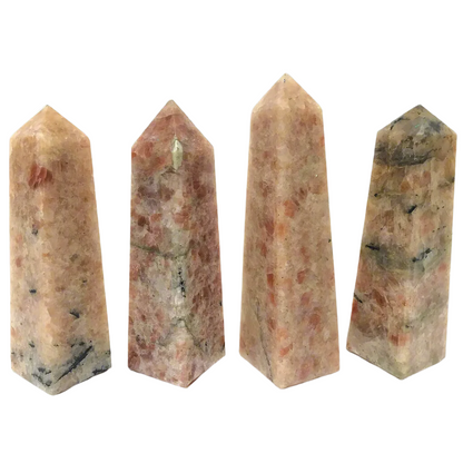 Natural Sunstone Crystal Obelisk Tower Hand Carved Decorative Stone for Home Decor - 12-0133