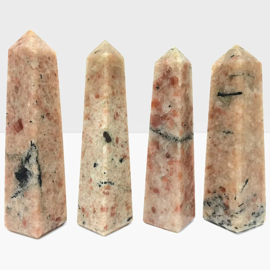 Natural Polished Sunstone Obelisk Tower Point for Decorative Display, Home or Office Accent - 12-0135