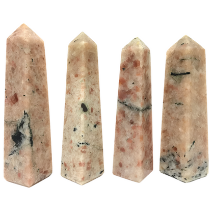 Natural Polished Sunstone Obelisk Tower Point for Decorative Display, Home or Office Accent - 12-0135