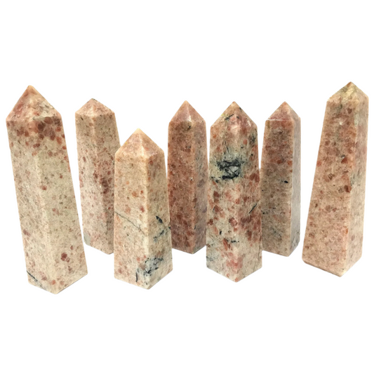 Polished Natural Sunstone Obelisk Tower Point for Crystal Collection, and Home Décor - 12-0138
