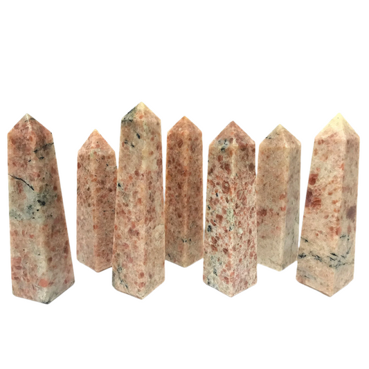 Polished Sunstone Obelisk Tower Point for Energy Enhancement, Decorative Display, Home Accents, and Personal Focus - 12-0139