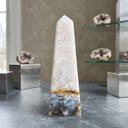 Natural Polished Plume Agate Obelisk Tower Point 4"