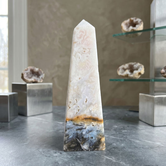 Natural Polished Plume Agate Obelisk Tower Point 4"