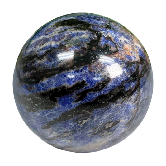 Polished Sodalite Sphere Decor Ball, Natural Blue Crystal Stone for Home Decor, Display, and Office Accent, Unique Decorative Sphere for Collectors - 13-0095