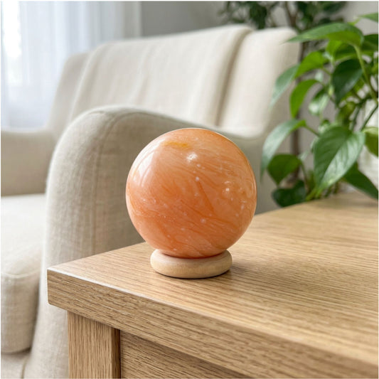 Orange Calcite Sphere Polished Natural Crystal Gemstone Ball for Home Decor & Display