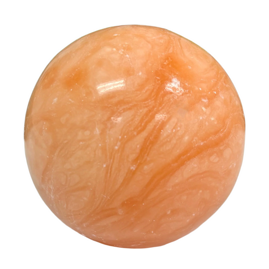 Polished Orange Calcite Sphere Decor Ball, Handcrafted Natural Crystal Orb with Smooth Finish, Ideal for Display, Desk Accents, and Collector Showcase Decor