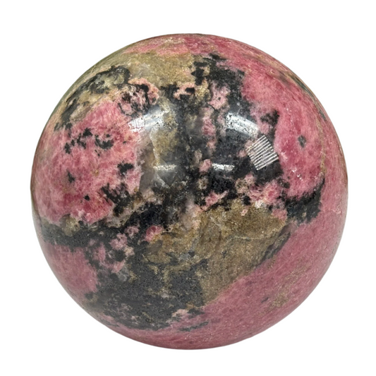 Polished Rhodonite Stone Sphere for Home or Office Decoration Natural Crystal Orb with Striking Pink and Black Pattern - 13-0107