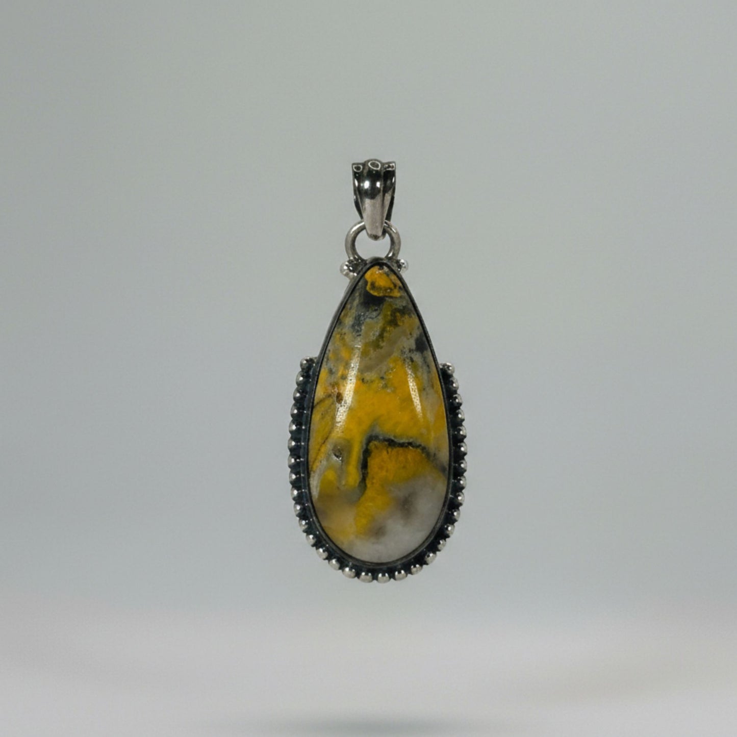 Bumble Bee Jasper Teardrop Pendant in 925 Sterling Silver Natural Yellow Black Jasper Gemstone Necklace - GP335