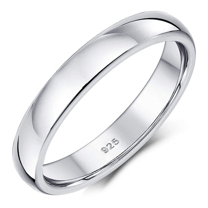 .925 Sterling Silver Plain Women's Wedding Band 4mm Comfort Fit
