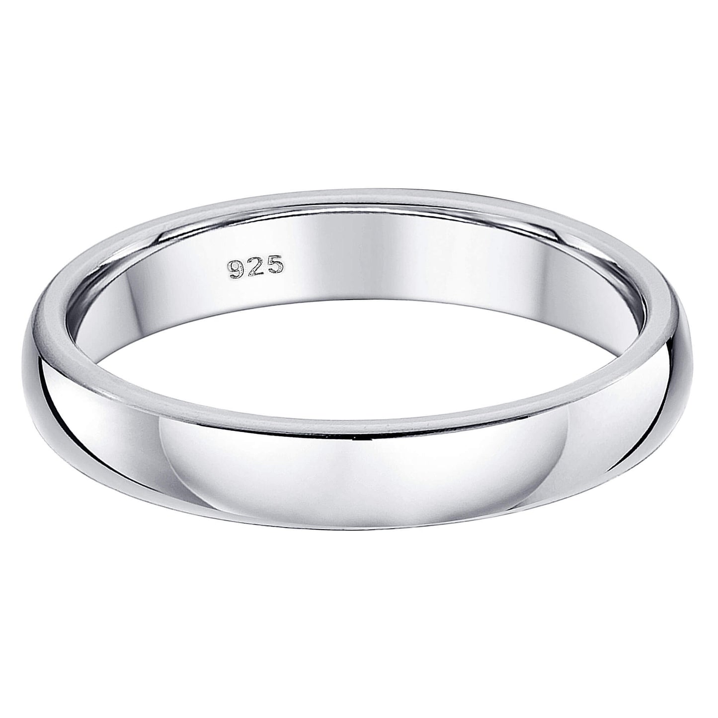.925 Sterling Silver Plain Women's Wedding Band 4mm Comfort Fit