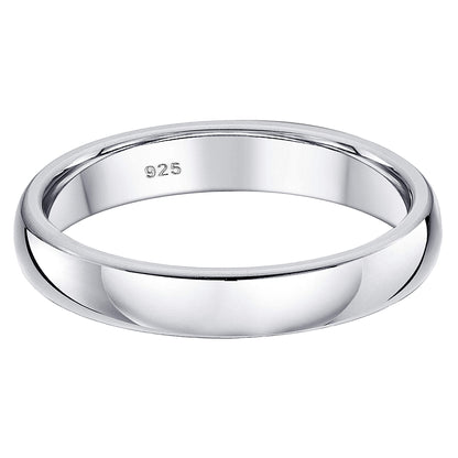 .925 Sterling Silver Plain Women's Wedding Band 4mm Comfort Fit