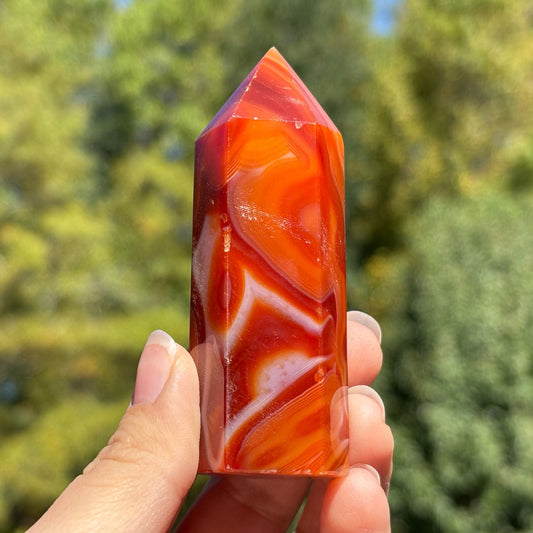 Natural Carnelian Crystal Obelisk Tower Point for Motivation, Meditation & Elegant Home or Office Decor - RPO520