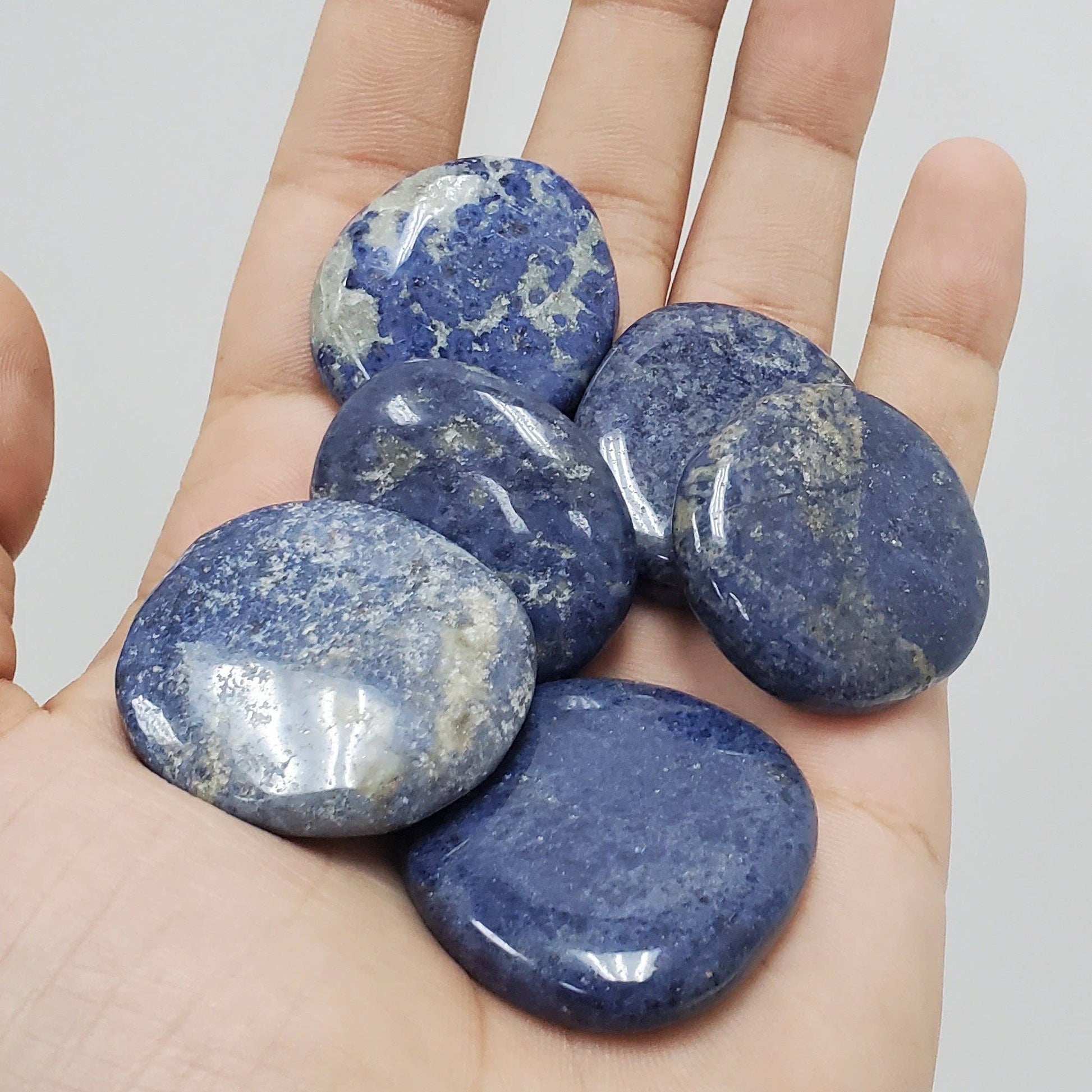 Dumortierite Worry Stone Thumb Indent Wholesale - Gem Avenue