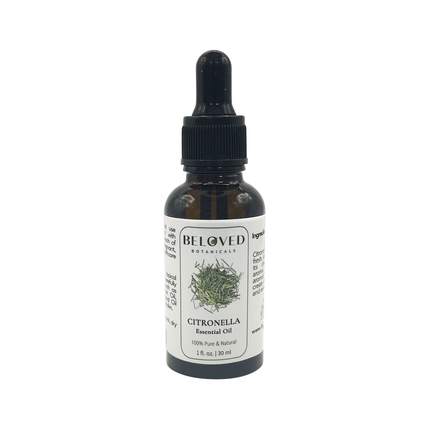 Beloved Botanicals Citronella Essential Oil 30ml (1 Fl Oz) 100% Pure & Natural Aromatherapy Oil for Diffuser, Home Fragrance, Massage & DIY Blend