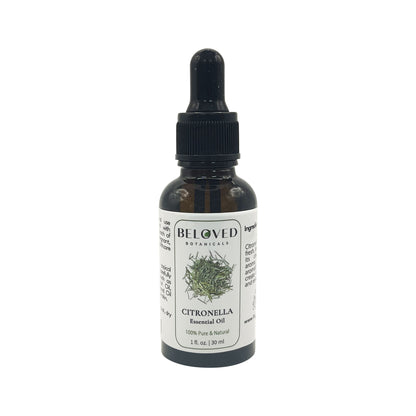 Beloved Botanicals Citronella Essential Oil 30ml (1 Fl Oz) 100% Pure & Natural Aromatherapy Oil for Diffuser, Home Fragrance, Massage & DIY Blend