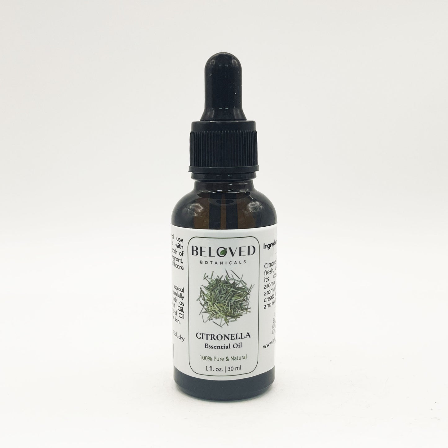 Beloved Botanicals Citronella Essential Oil 30ml (1 Fl Oz) 100% Pure & Natural Aromatherapy Oil for Diffuser, Home Fragrance, Massage & DIY Blend
