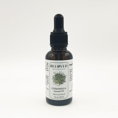 Beloved Botanicals Citronella Essential Oil 30ml (1 Fl Oz) 100% Pure & Natural Aromatherapy Oil for Diffuser, Home Fragrance, Massage & DIY Blend