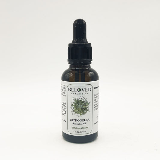 Beloved Botanicals Citronella Essential Oil 30ml (1 Fl Oz) 100% Pure & Natural Aromatherapy Oil for Diffuser, Home Fragrance, Massage & DIY Blend