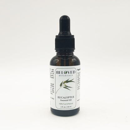 Beloved Botanicals Eucalyptus Essential Oil 30ml (1 Fl Oz) 100% Pure & Natural Aromatherapy Oil for Diffuser, Massage, Humidifier, Spa & DIY Blends  Eucalyptus globulus