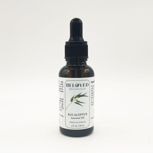 Beloved Botanicals Eucalyptus Essential Oil 30ml (1 Fl Oz) 100% Pure & Natural Aromatherapy Oil for Diffuser, Massage, Humidifier, Spa & DIY Blends  Eucalyptus globulus