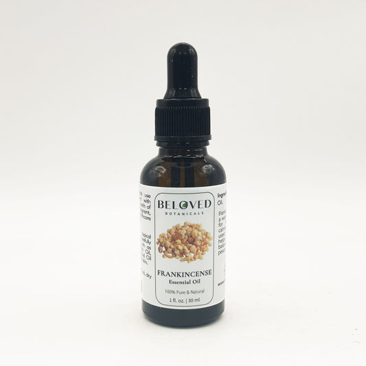 Beloved Botanicals Frankincense Essential Oil 30ml (1 Fl Oz) 100% Pure & Natural Boswellia Serrata Oil for Aromatherapy, Diffuser, Massage, Relaxation, Skin Care & Home Fragrance